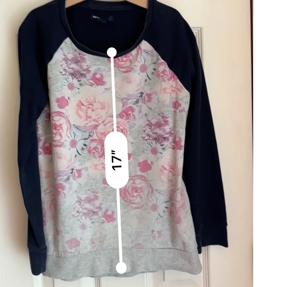 Gap Kids Floral Print Navy Blue Long Sleeve Top Girls‎ Size L(10)